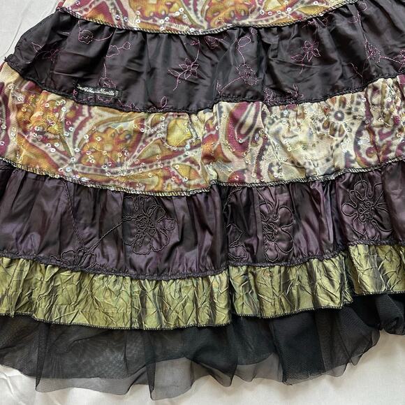 Des Fillas A LA Vanille Paris Boho Patchwork Multicolor Paisley Lace Skirt- M/L - Picture 5 of 8